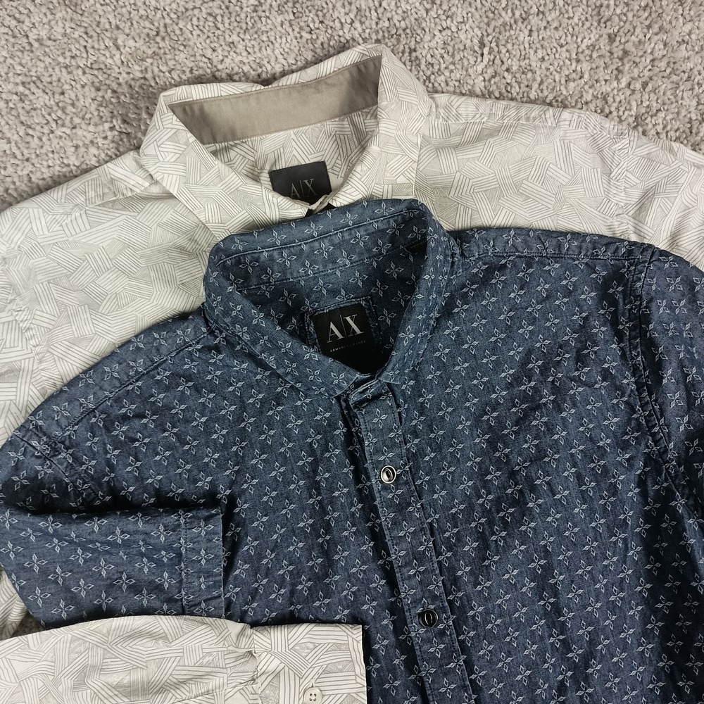 Lot of 2 Armani Exchange AX Men's Shirts Size Medium Stretch Geometric Print